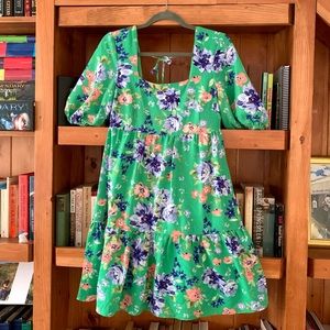 Green floral BCBG Paris Babydoll Summer Dress